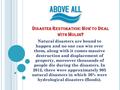 D ISASTER R ESTORATION : H OW TO D EAL WITH M OLDS ? Natural disasters are bound to happen and no one can win over them, along with it comes massive destruction.