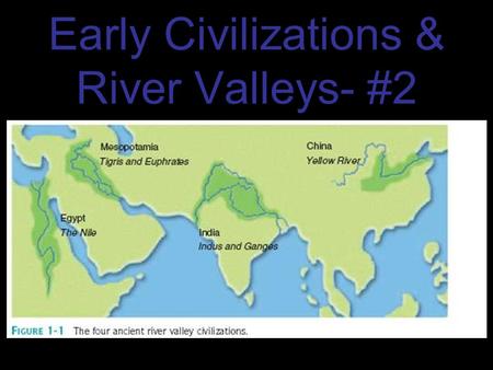 Early Civilizations & River Valleys- #2. River Valleys: ~3500-500BCE Mesopotamian Civilization –Tigris & Euphrates River Valleys Egyptian Civilization.