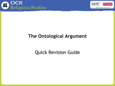 The Ontological Argument