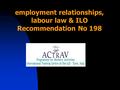 Employment relationships, labour law & ILO Recommendation No 198.