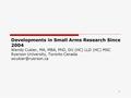 1 Developments in Small Arms Research Since 2004 Wendy Cukier, MA, MBA, PhD, DU (HC) LLD (HC) MSC Ryerson University, Toronto Canada