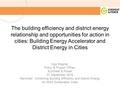 The building efficiency and district energy relationship and opportunities for action in cities: Building Energy Accelerator and District Energy in Cities.