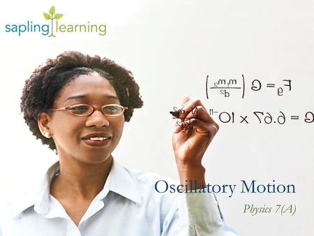 Oscillatory Motion Physics 7(A). Learning Objectives Examine and describe oscillatory motion Examine and describe wave propagation in various types of.