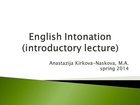 English Intonation (introductory lecture)