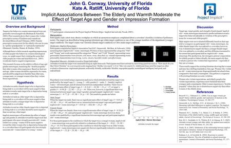 John G. Conway, University of Florida Kate A. Ratliff, University of Florida Implicit Associations Between The Elderly and Warmth Moderate the Effect of.