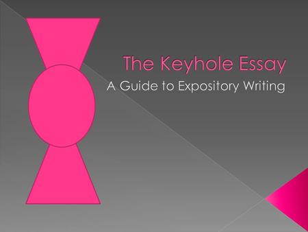  Method of organizing expository writing › [used to explain, describe, inform]  Forces writers to be › Focused › Organized › Clear.