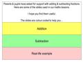 Parents & pupils have asked for support with adding & subtracting fractions. Here are some of the slides used in our maths lessons. I hope you find them.