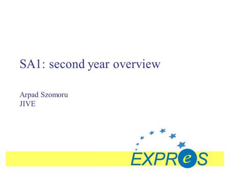 SA1: second year overview Arpad Szomoru JIVE. 2008 January 30EXPReS Board Meeting, Utrecht, the Netherlands: SA1Slide #2 Outline Accomplishments in 2007.