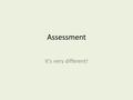 Assessment It’s very different!. Levels are out… How were children assessed with levels? best fit every child could achieve a level Attainment expected.