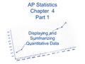 AP Statistics Chapter 4 Part 1 Displaying and Summarizing Quantitative Data.