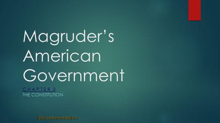 © 2001 by Prentice Hall, Inc. Magruder’s American Government C H A P T E R 3 THE CONSTITUTION.