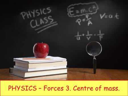 PHYSICS – Forces 3. Centre of mass.. LEARNING OBJECTIVES 1.5.4 Centre of mass Core Perform and describe an experiment to determine the position of the.