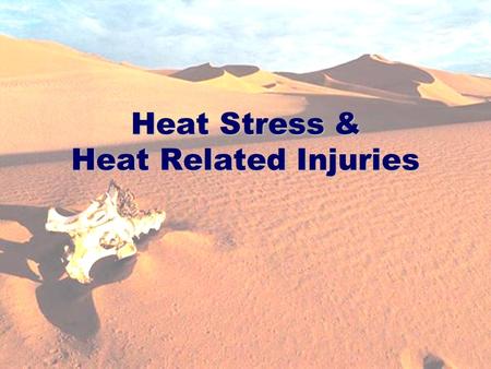 H/Safety/Training/Heat Stress Related injuries -6 04 1 Heat Stress & Heat Related Injuries.