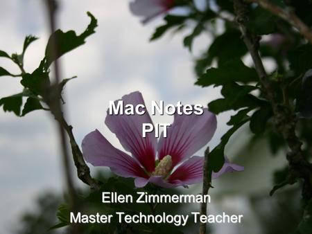 Mac Notes PIT Ellen Zimmerman Master Technology Teacher.