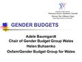 GENDER BUDGETS Adele Baumgardt Chair of Gender Budget Group Wales Helen Buhaenko Oxfam/Gender Budget Group for Wales.