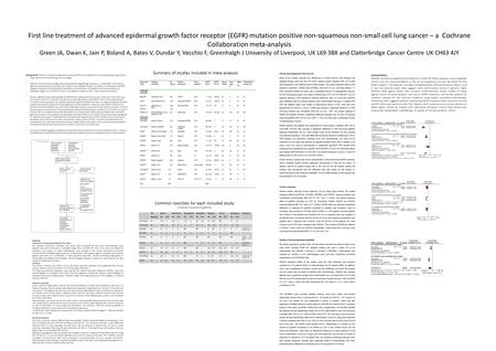 First line treatment of advanced epidermal growth factor receptor (EGFR) mutation positive non-squamous non-small cell lung cancer – a Cochrane Collaboration.