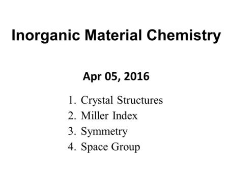 Inorganic Material Chemistry