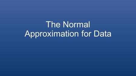 The Normal Approximation for Data. History The normal curve was discovered by Abraham de Moivre around 1720. Around 1870, the Belgian mathematician Adolph.