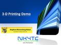 John Richardson. Topics to be discussed: Introduction How does it work? Materials used in 3D printing Spin-off devices & industries Software options/demo.