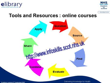 Tools and Resources : online courses Enabling Learning 27 September 2007.