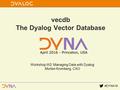 #DYNA16 vecdb The Dyalog Vector Database Workshop W2: Managing Data with Dyalog Morten Kromberg, CXO.