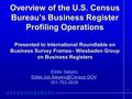 1 Overview of the U.S. Census Bureau’s Business Register Profiling Operations Presented to International Roundtable on Business Survey Frames– Wiesbaden.