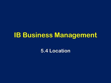 IB Business Management