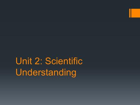 Unit 2: Scientific Understanding. I. Characteristics of Scientific Knowledge. a.Empirical evidence: this is data and observations that have been collected.