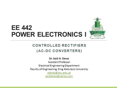 controlled rectifiers (Ac-dc converters)