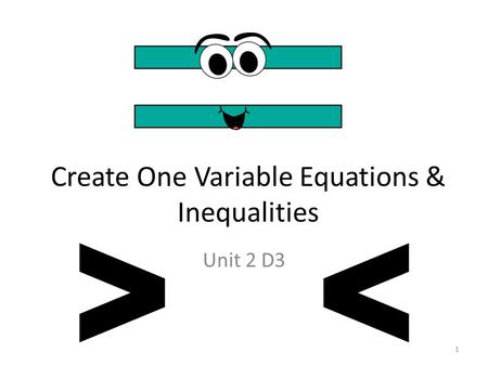 Create One Variable Equations & Inequalities Unit 2 D3 1.