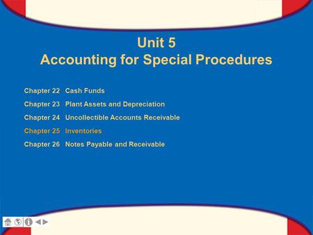 0 Glencoe Accounting Unit 5 Chapter 25 Copyright © by The McGraw-Hill Companies, Inc. All rights reserved. Unit 5 Accounting for Special Procedures Chapter.