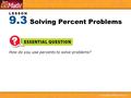 LESSON How do you use percents to solve problems? Solving Percent Problems 9.3.