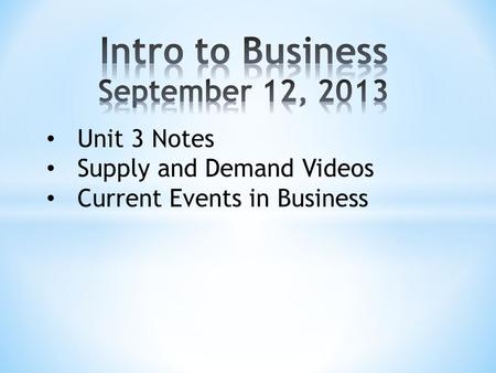 Unit 3 Notes Supply and Demand Videos Current Events in Business.