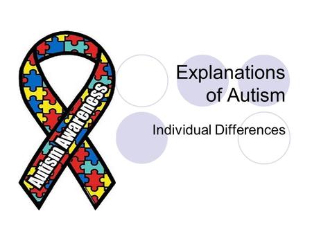 Explanations of Autism Individual Differences. Cognitive Explanations Individual Differences.