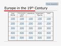 Europe in the 19 th Century Cool Words Communism – it’s a party! LiteratureImportant Figures “isms” 100 200 300 400 500 Final Jeopardy.