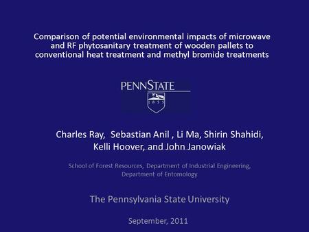 Comparison of potential environmental impacts of microwave and RF phytosanitary treatment of wooden pallets to conventional heat treatment and methyl bromide.