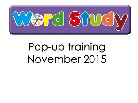 Pop-up training November 2015.