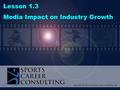 Lesson 1.3 Media Impact on Industry Growth Copyright © 2013 by Sports Career Consulting, LLC.