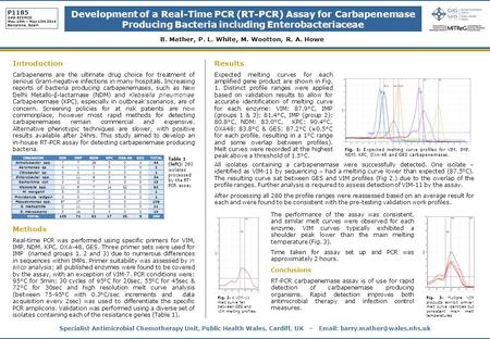 Development of a Real-Time PCR (RT-PCR) Assay for Carbapenemase Producing Bacteria including Enterobacteriaceae B. Mather, P. L. White, M. Wootton, R.