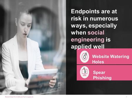 ©2015 Check Point Software Technologies Ltd. 1 Website Watering Holes Endpoints are at risk in numerous ways, especially when social engineering is applied.