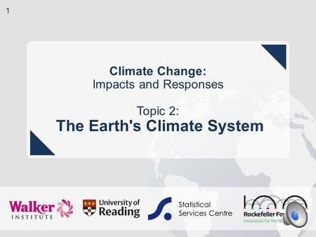 Climate Change: Impacts and Responses Topic 2: The Earth's Climate System 1.