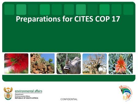 Preparations for CITES COP 17 1 CONFIDENTIAL. OUTLINE Background information Hosting of CITES CoP 17 Possible agenda items & proposals to the 17 th CoP.