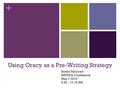 + Using Oracy as a Pre-Writing Strategy Saskia Fabricant MATSOL Conference May 7, 2015 9:30 – 10:15 AM.