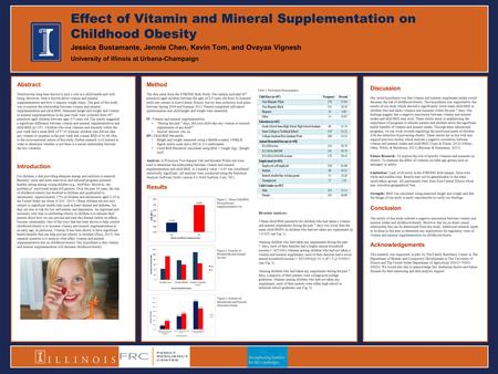 Jessica Bustamante, Jennie Chen, Kevin Tom, and Oveyaa Vignesh University of Illinois at Urbana-Champaign Effect of Vitamin and Mineral Supplementation.