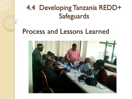 4.4 Developing Tanzania REDD+ Safeguards Process and Lessons Learned.