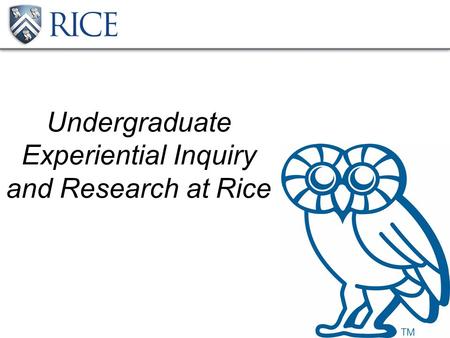 Undergraduate Experiential Inquiry and Research at Rice.