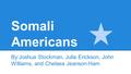 Somali Americans By:Joshua Stockman, Julia Erickson, John Williams, and Chelsea Jeanson-Ham.