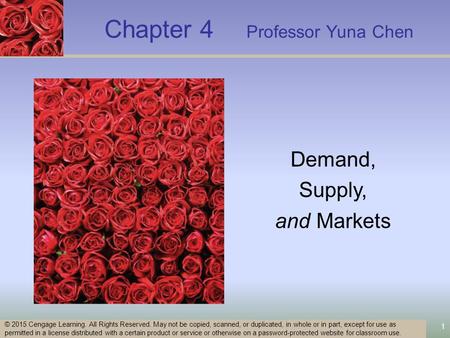 Chapter 4 Professor Yuna Chen 1 © 2015 Cengage Learning. All Rights Reserved. May not be copied, scanned, or duplicated, in whole or in part, except for.