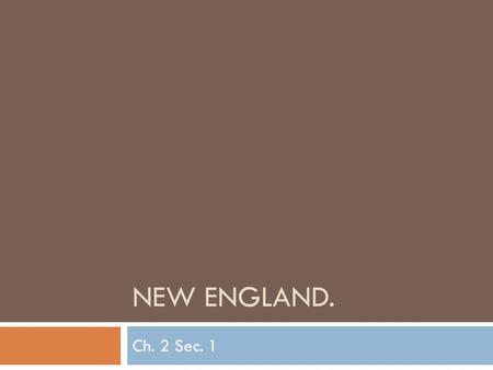 NEW ENGLAND. Ch. 2 Sec. 1. THE PILGRIMS LAND AT PLYMOUTH A group of separatist called Puritans left the Anglican Church and sought religious freedom in.