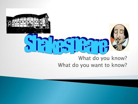 What do you know? What do you want to know? What do we know about Shakespeare? He was born in 1564. His hometown is Stratford-on-Avon. His father was.